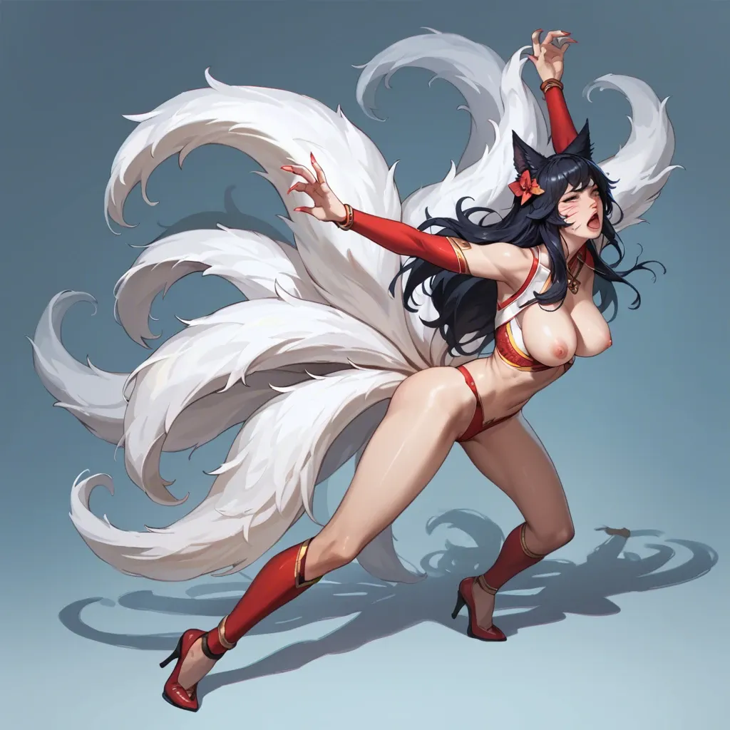 Ahri full body submissive pose standing