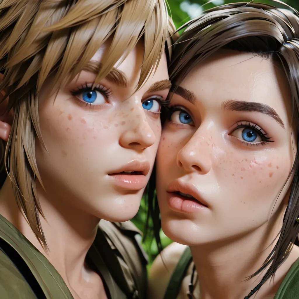 2femboy,3d,blue eyes,white pale skin,one side hair,thick lips, brunette, link,collaborative,freckles,dressed,girly male,jungle,tight,polkadot,perfect face,close-up,pov,miniboy