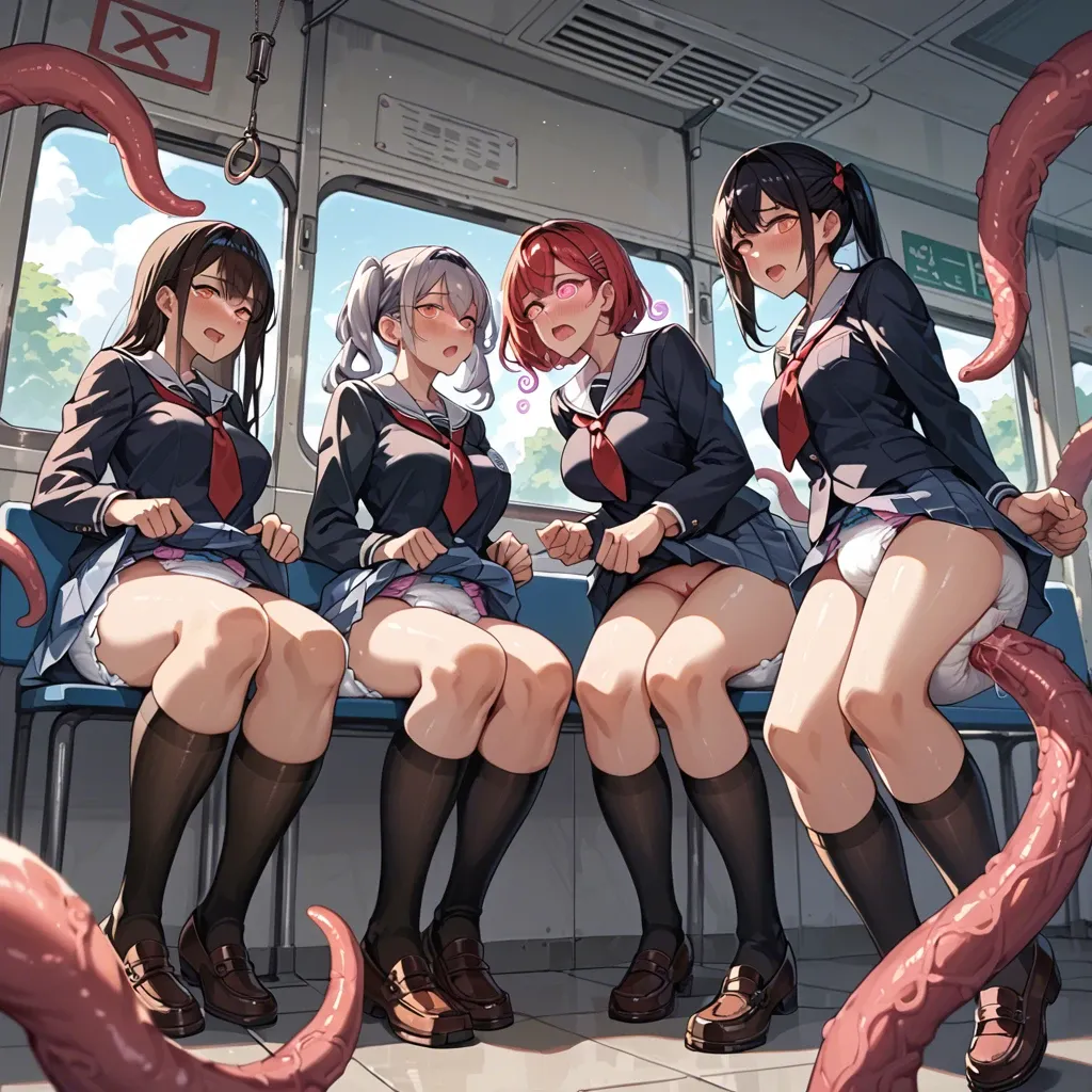 In a diaper, 3 girls anime under hypnosis", "Mind control", "red spiral regression of spermatozoa", "tentacles fucked in school uniforms train