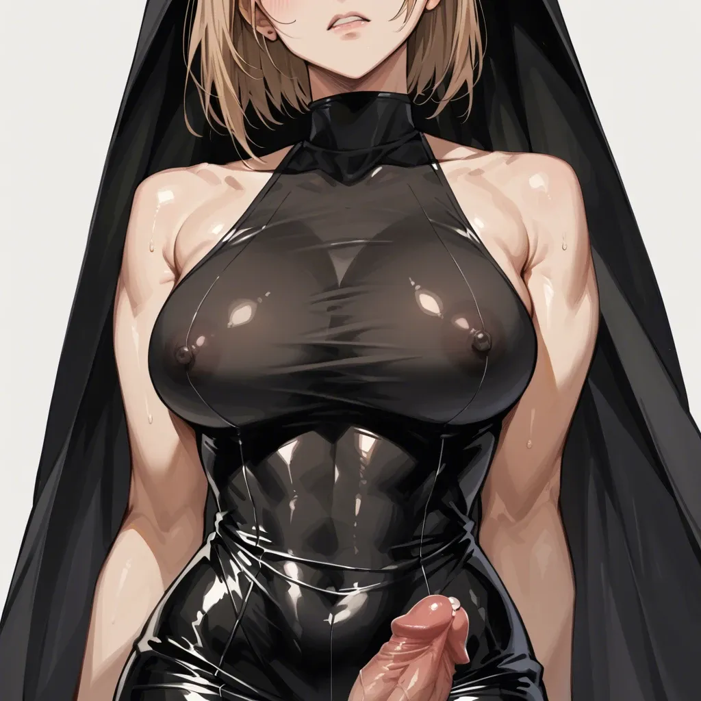 Kugisaki Nobara, black dress, bodycon dress, tight dress, futanari, penis under clothes, penis beneath clothes,