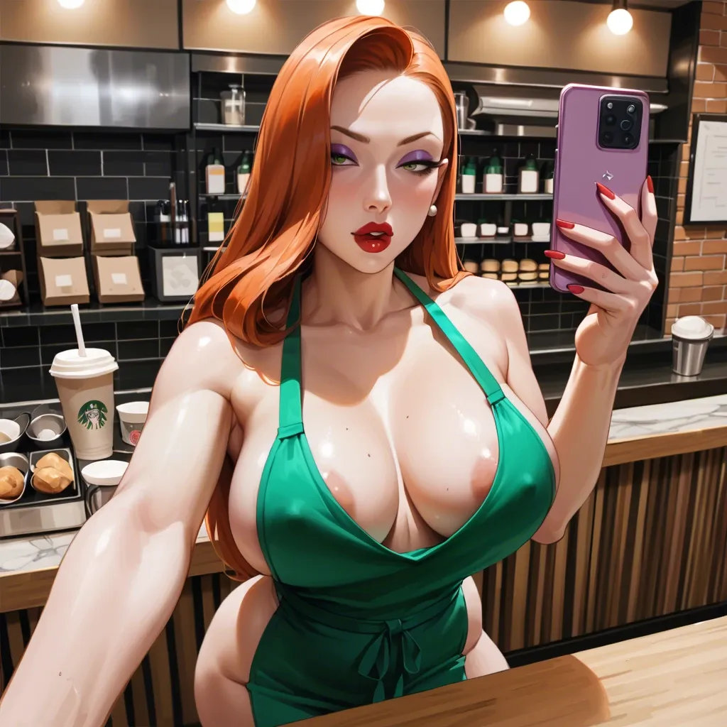 Jessica Rabbit barista sex anal restaurant selfie