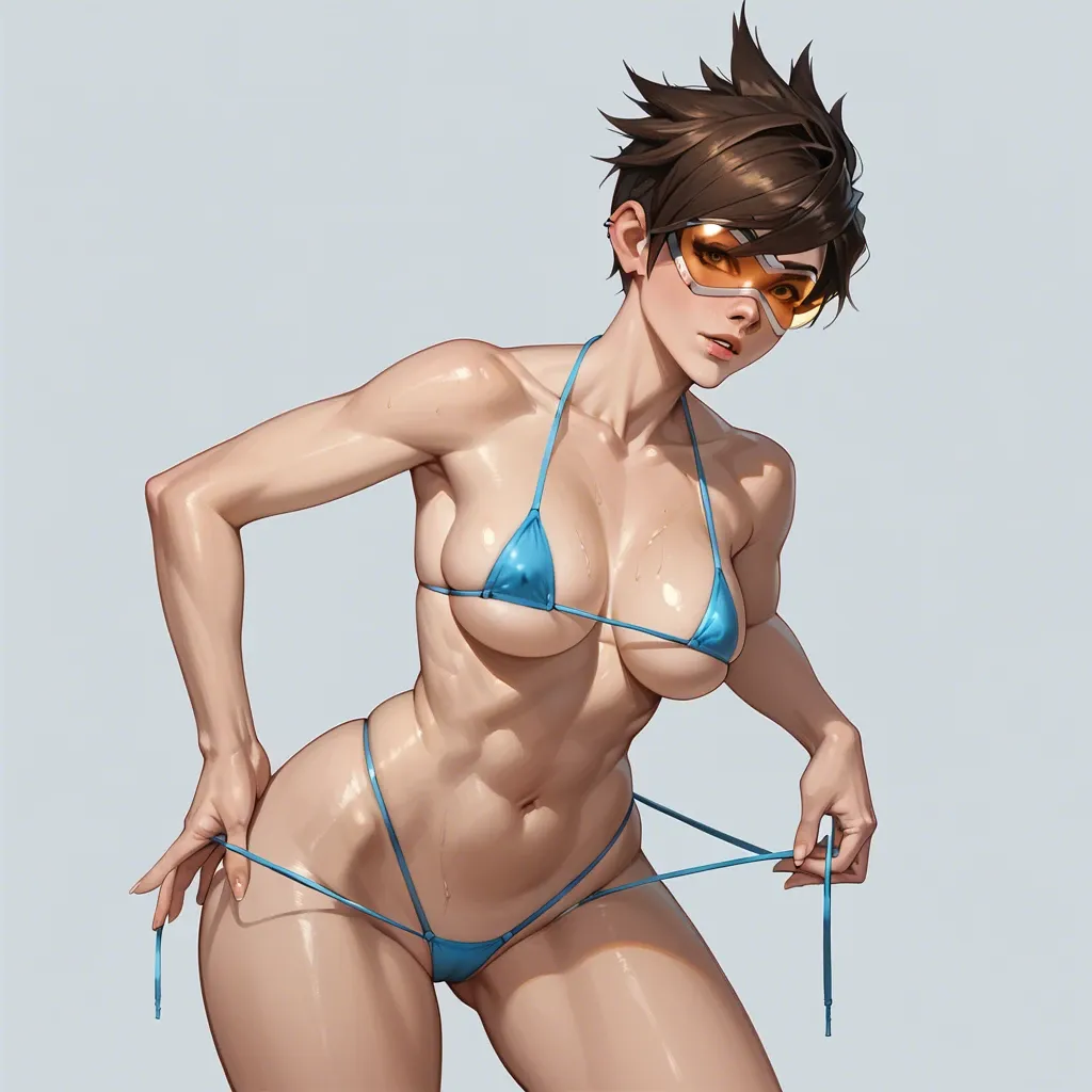 tracer,solo ,micro bikini, huge hips