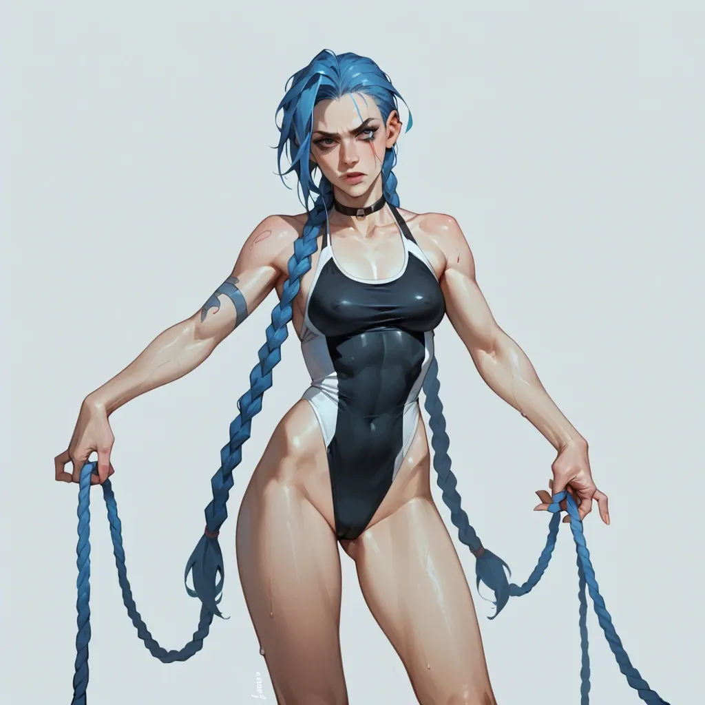 Standing Jinx from Arcane in swimsuit