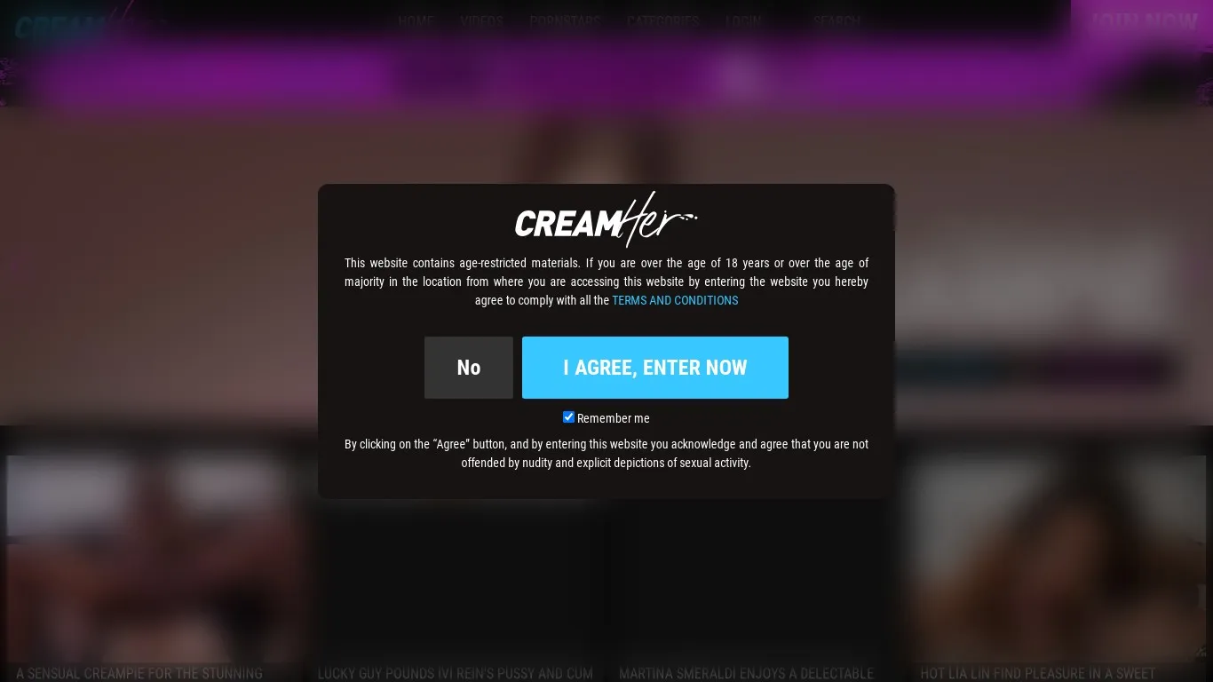 Creamher.com snapshot