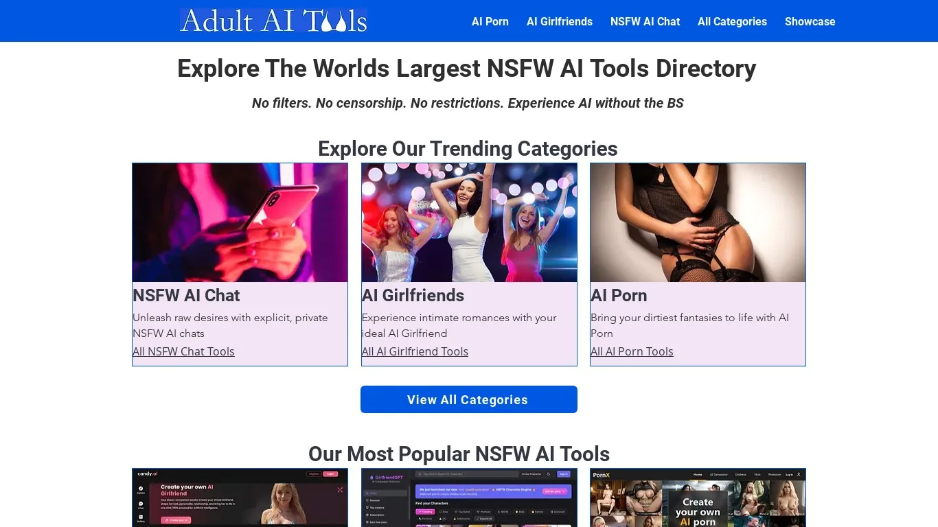 Adult AI Tools snapshot