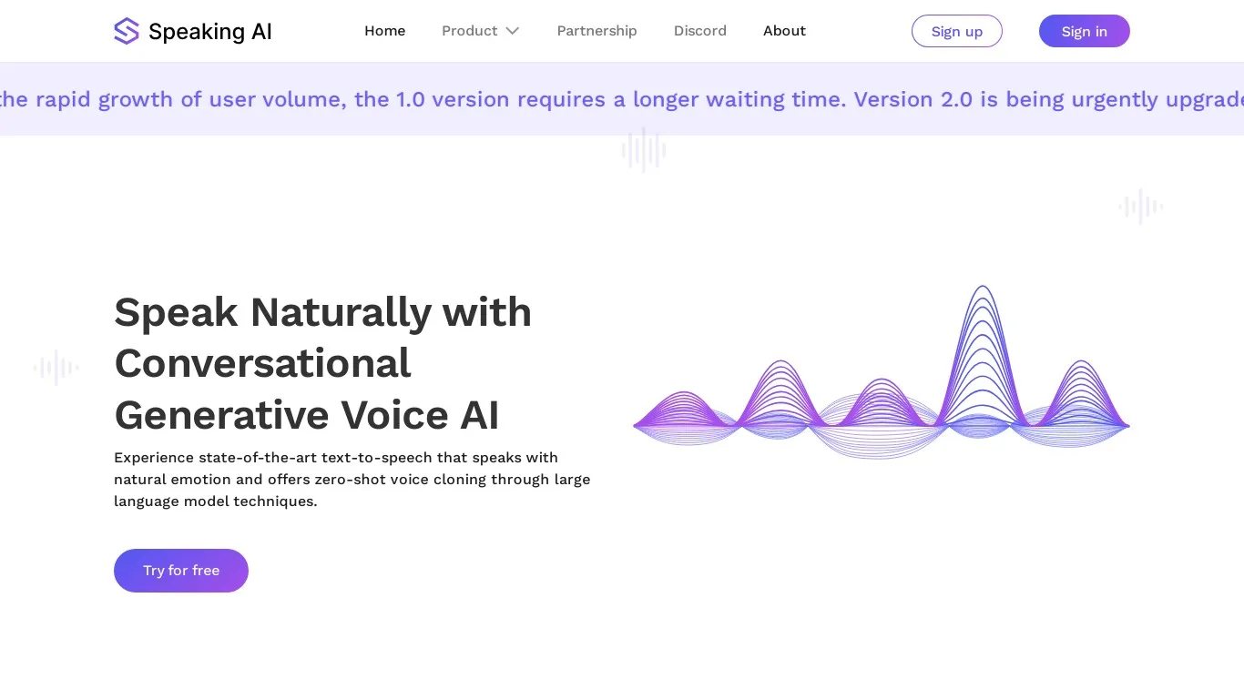 Speaking AI snapshot